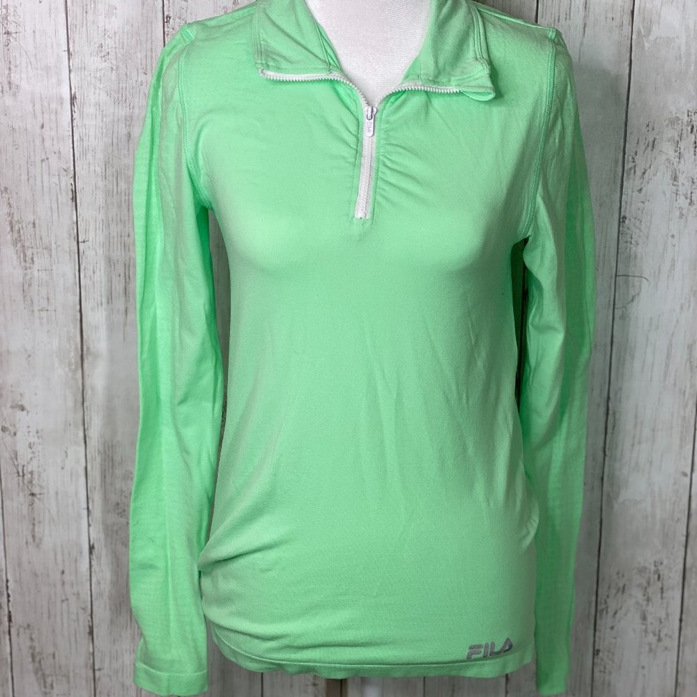 FILA running top; Green; Size M; quarter zip